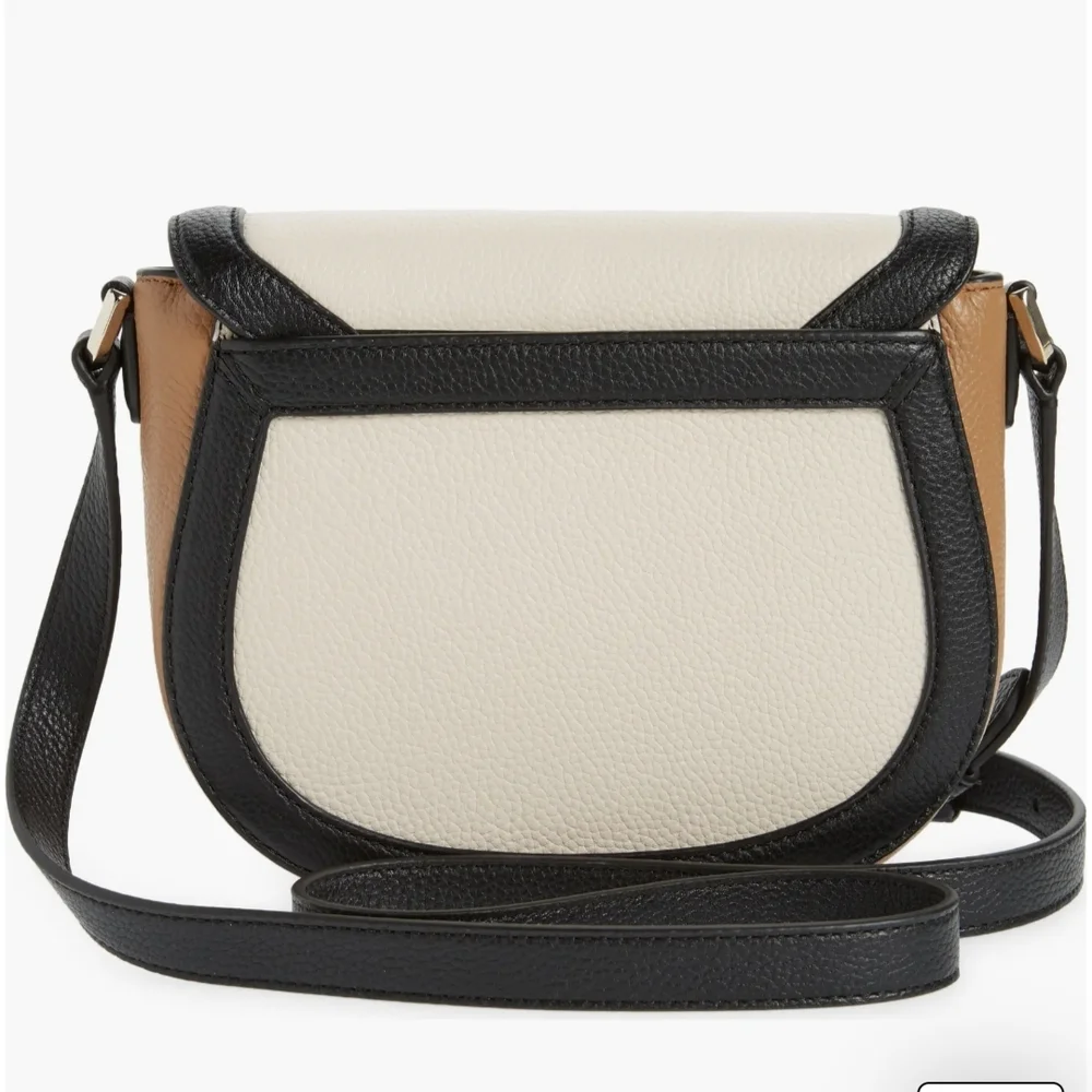 Kate Spade Knott Colorblock Pebbled Medium Leather Saddle Bag--Milk Glass Multi - Picture 3 of 13